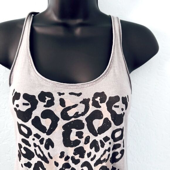 Unbranded Gray & Black  Leopard Print Racer Back Tank Top Size XS - Picture 2 of 5